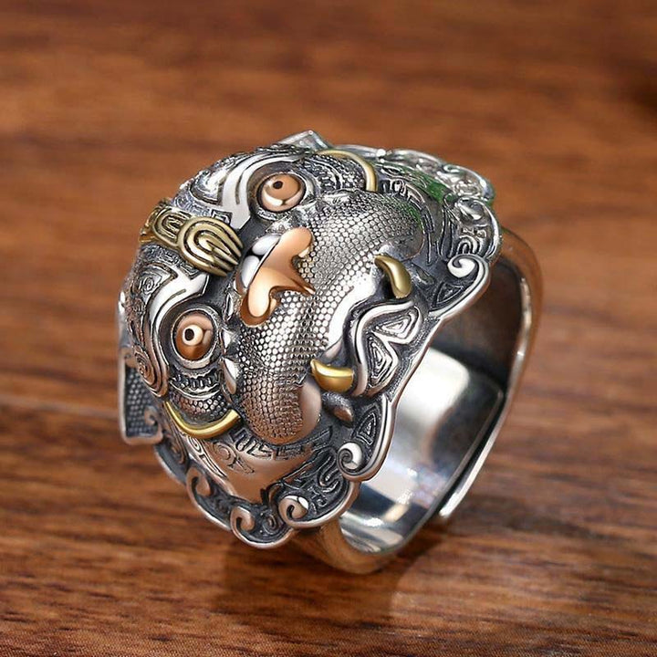Elegant vintage Pixiu adjustable ring, symbolizing fortune and good luck, Unisex fashion