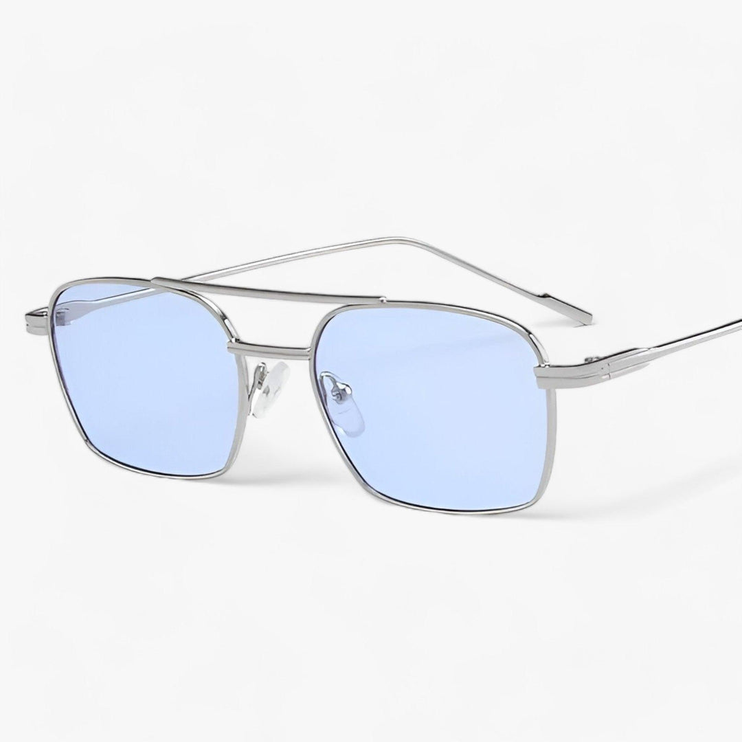 Vintage unisex double bridge sunglasses with metal frame, offering stylish retro design & essential UV protection eyewear.