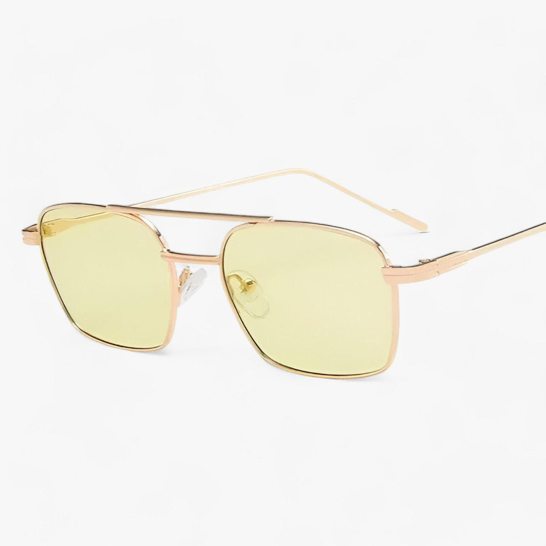 Unisex vintage double bridge sunglasses, combining classic retro style with essential UV protection and a sleek metal frame.