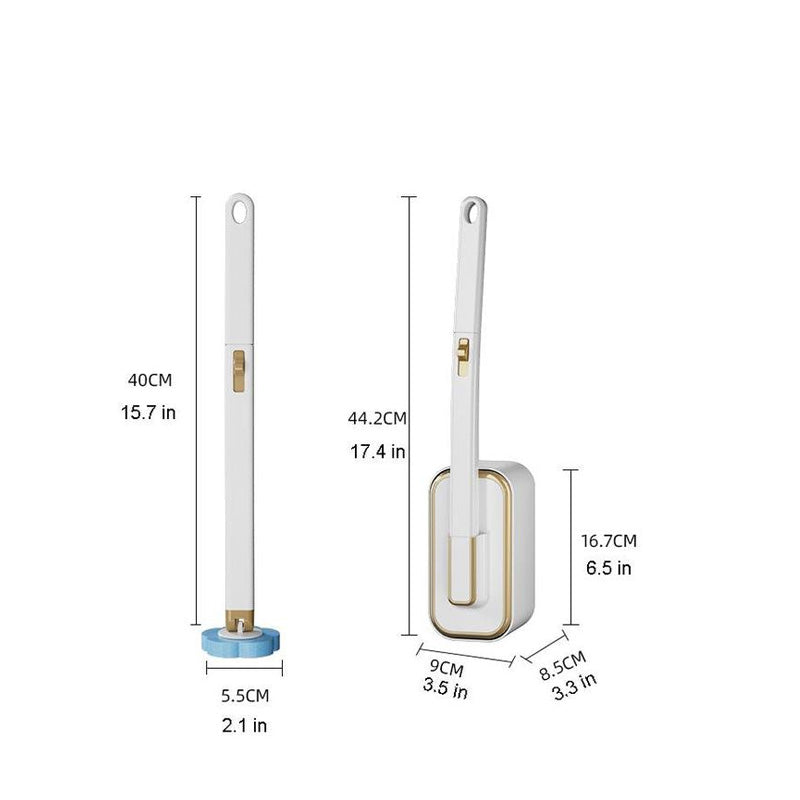 Streamlined wall-mounted toilet brush & disposable heads, perfect for modern bathroom cleaning