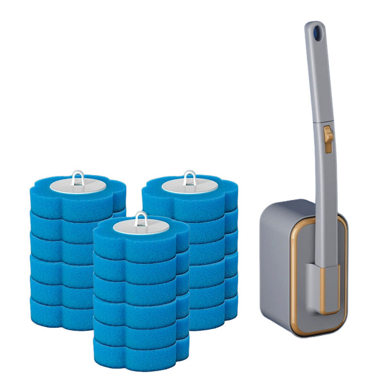 Complete wall-mounted disposable toilet brush set, ocean scented for a clean and fresh bathroom