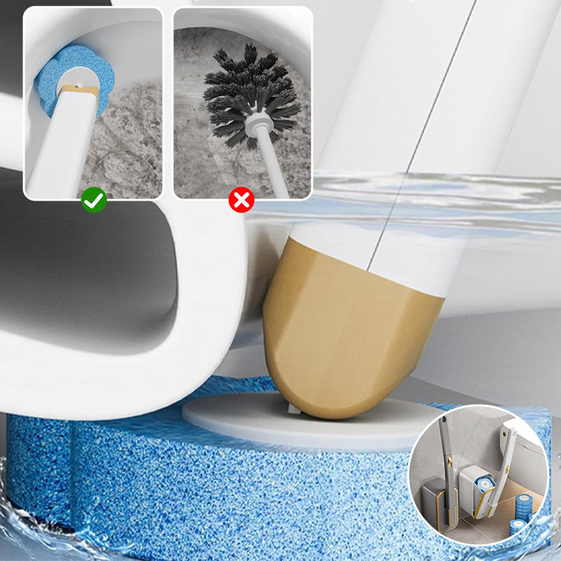 Modern wall-mounted toilet brush with disposable heads, ocean fragrance, essential home cleaning tool