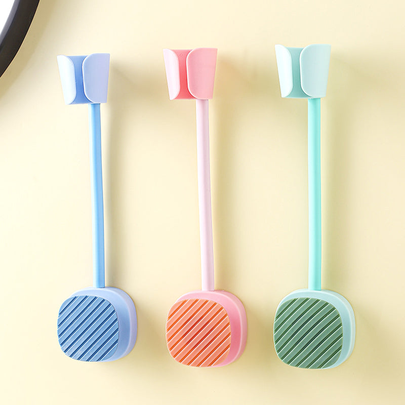 Compact wall mounted hair dryer holder, ideal for small bathrooms, easy installation