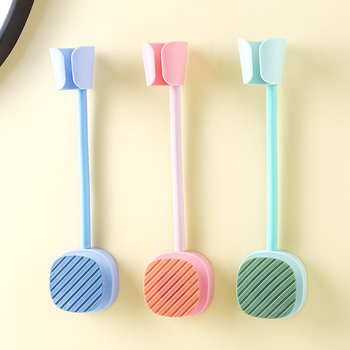 Compact wall mounted hair dryer holder, ideal for small bathrooms, easy installation