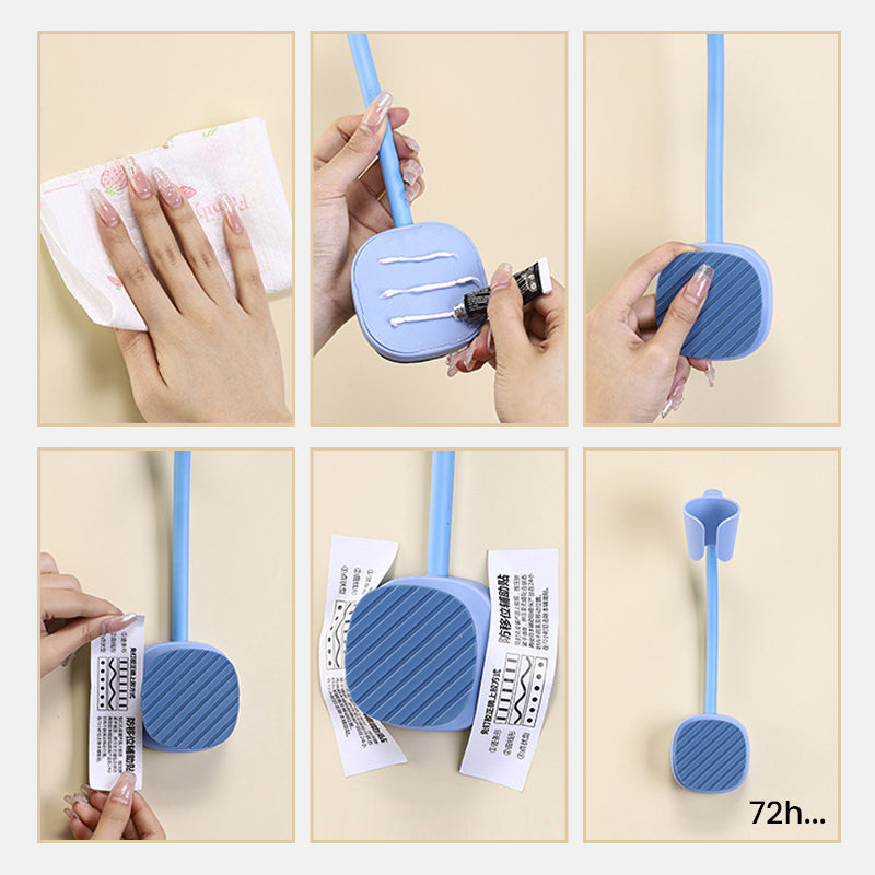 Stylish wall mounted hair dryer holder in a white bathroom, minimalist design, easy to clean
