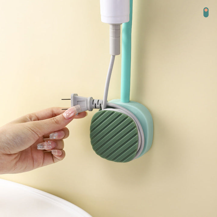 Silver wall mounted hair dryer holder, a perfect bathroom organizer for all styling tools