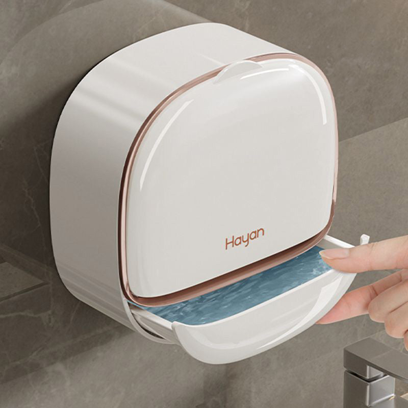 Modern bathroom decor featuring a wall-mounted soap dish with a self-draining design, keeps countertops clear.