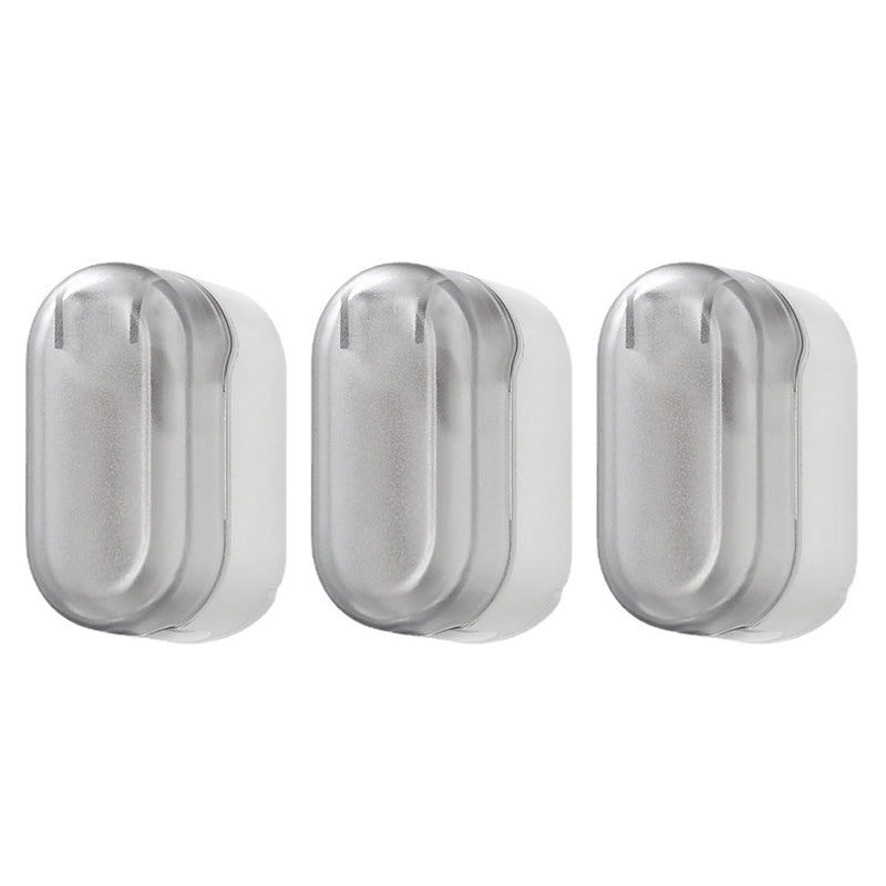 Detail of cover mechanism on wall mounted toothbrush holder, easy to open and close