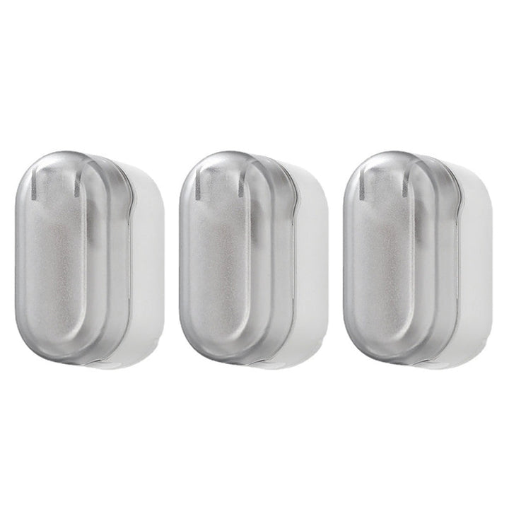 Detail of cover mechanism on wall mounted toothbrush holder, easy to open and close