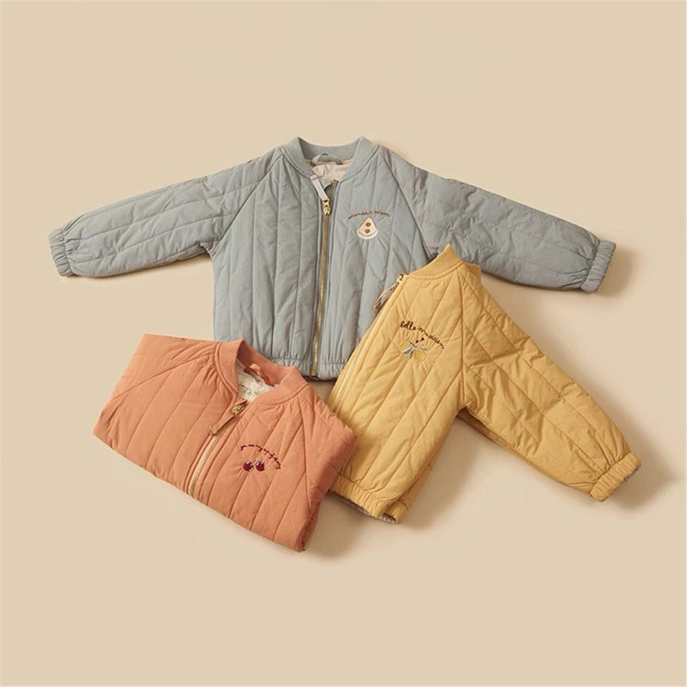 Warm & cozy toddler winter jacket, ideal outerwear for cold weather protection. Cotton-lined for comfort.