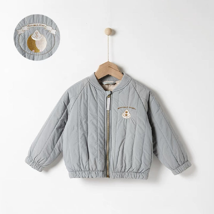 Cozy toddler girl's winter jacket, featuring a warm cotton lining. Essential children's outerwear for winter.
