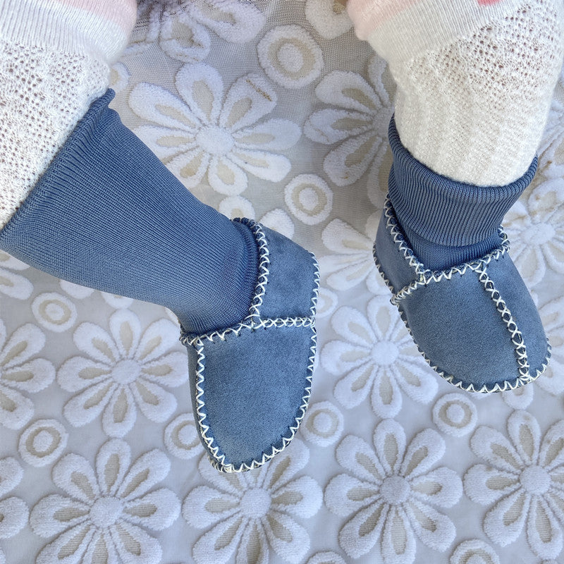Warm fleece lined baby sock shoes, perfect for indoor and outdoor wear