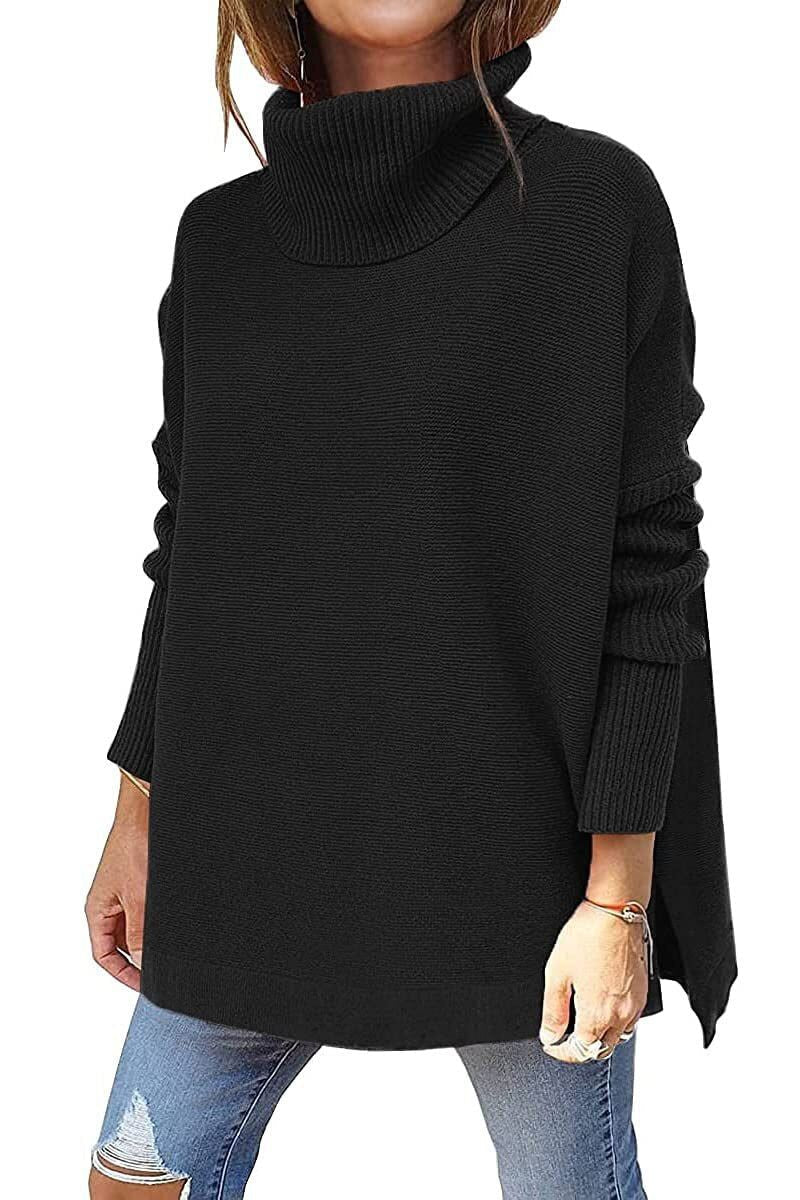 Fashionable loose-fit women's knit sweater, a warm pullover ideal for autumn fashion.