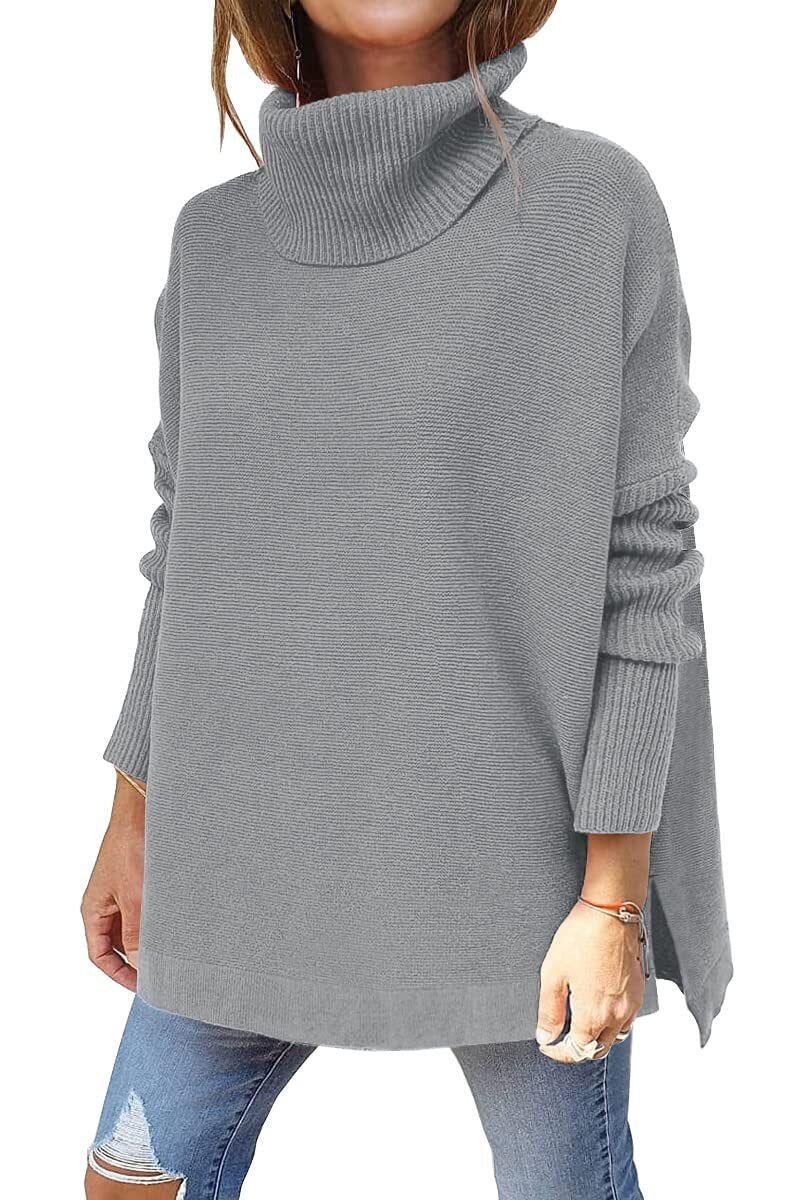 Elegant warm women's collar sweater. A comfortable, loose-fit knit top for winter style.