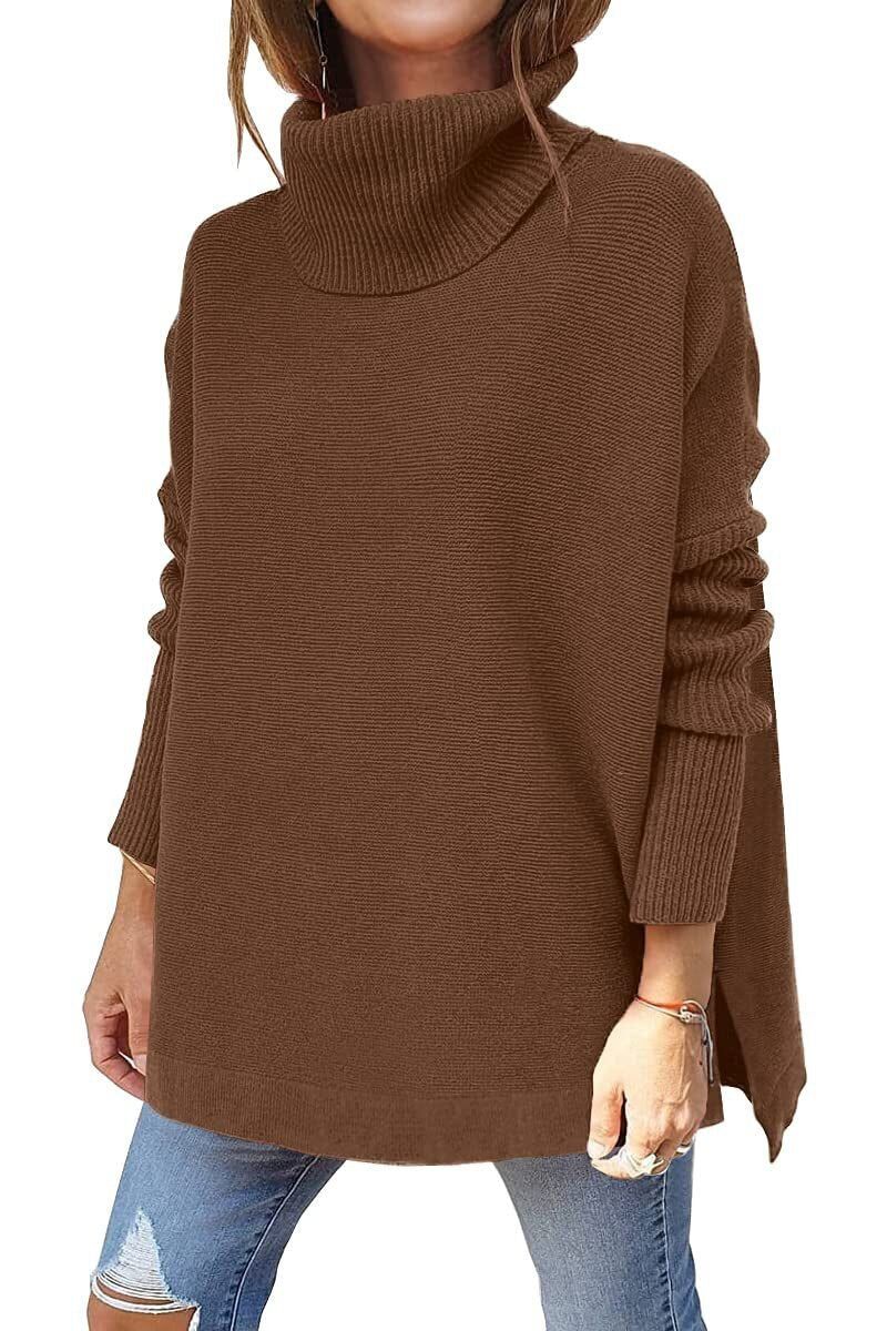 Autumn fashion women's warm knit sweater with a loose fit and comfortable collar design.