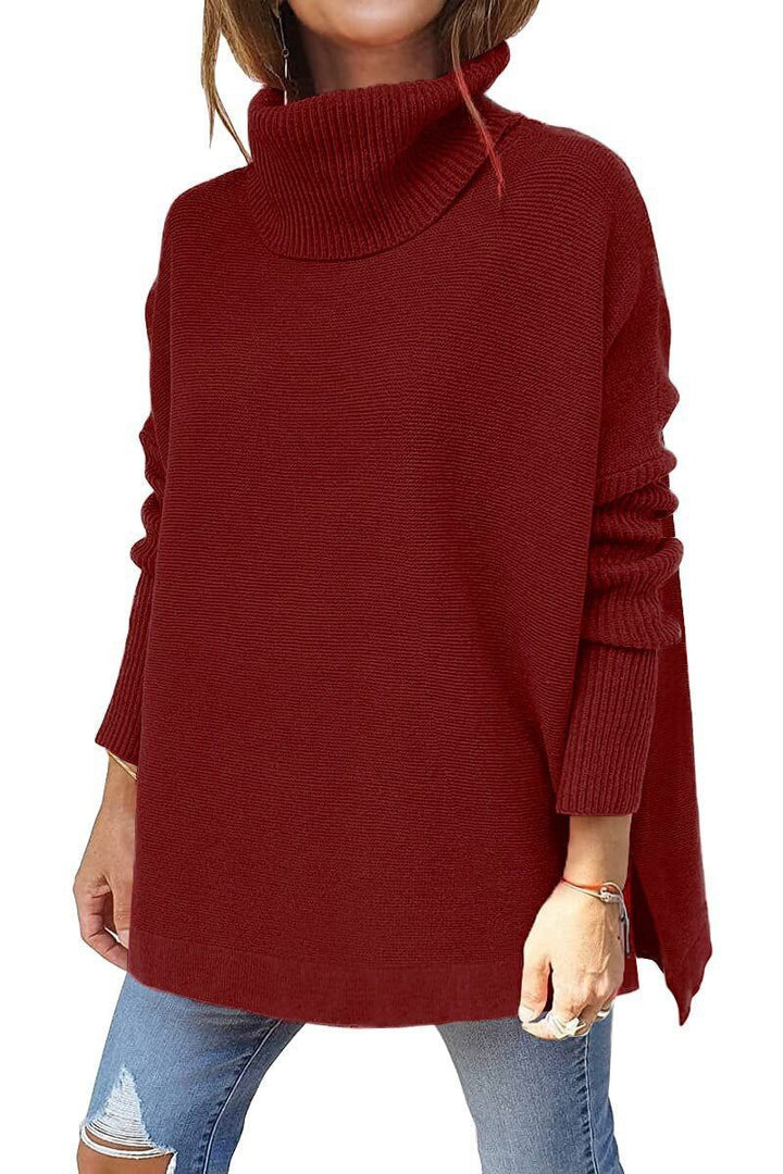Stylish warm women's collar sweater, offering a cozy loose fit for chilly winter days.