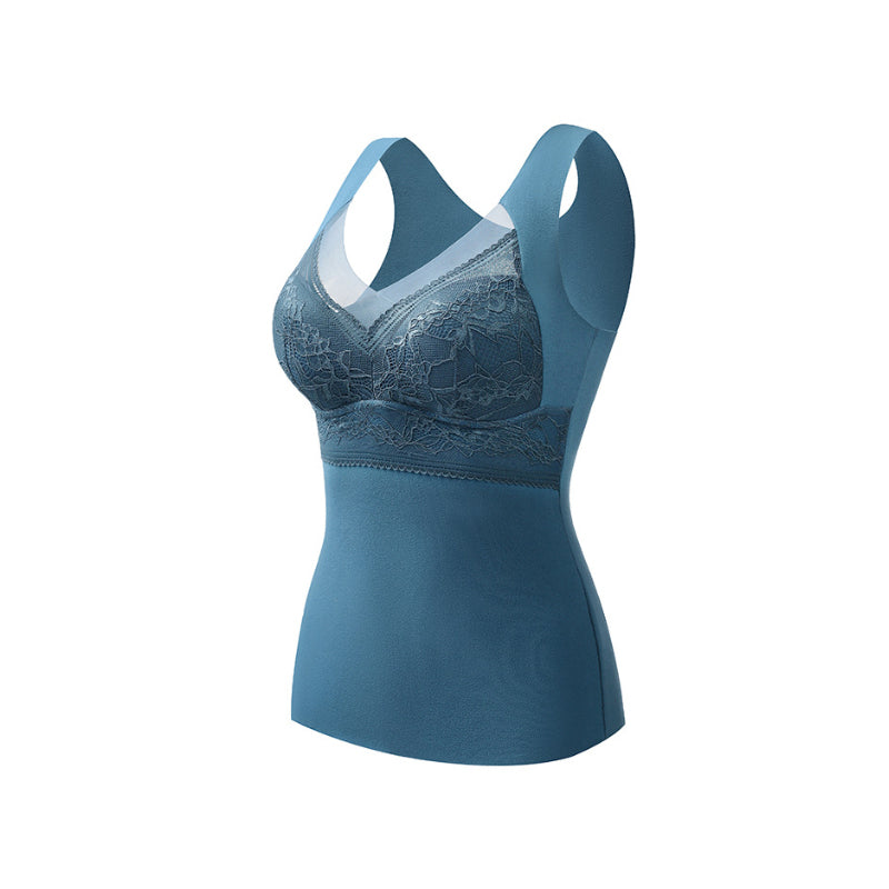 Polyester women's camisole: thermal fabric and built-in bra for ultimate comfort