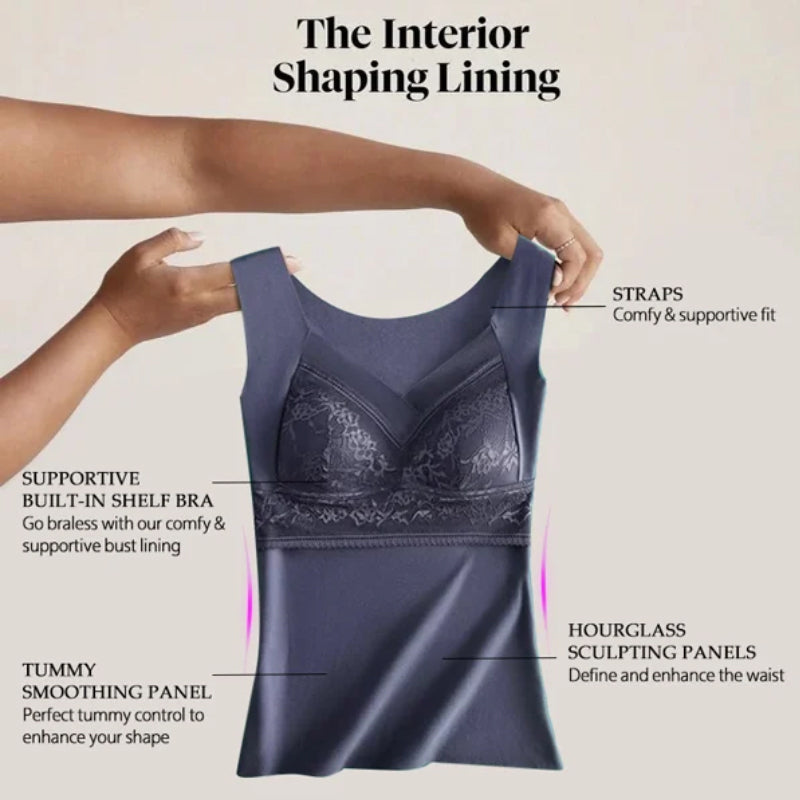 Winter wear women's top: thermal camisole with built-in bra, comfortable & sleek