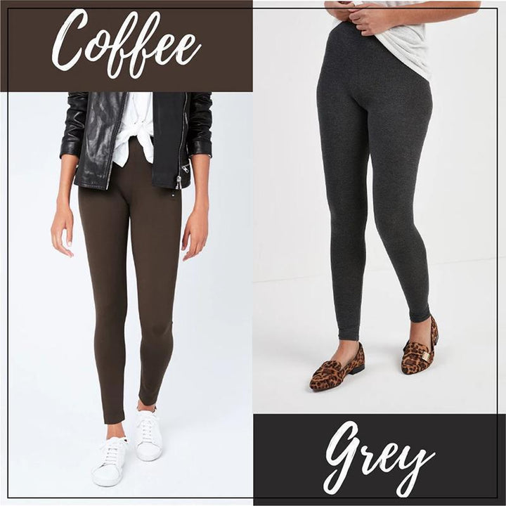 Stylish women's leggings, black and fleece lined, designed to keep legs warm in cold climates.