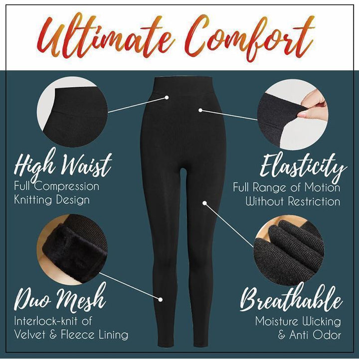 Warm baselayer leggings for women, featuring a cozy fleece lining for ultimate winter warmth.
