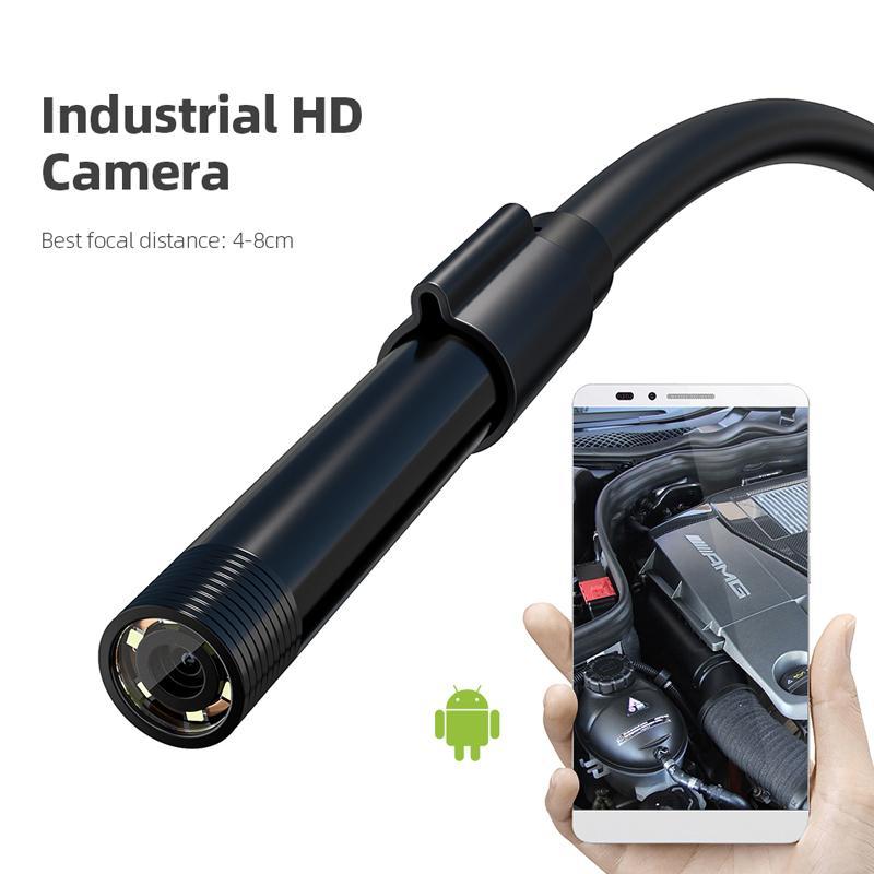 Car inspection endoscope camera, waterproof lens navigating tight spaces & dark areas