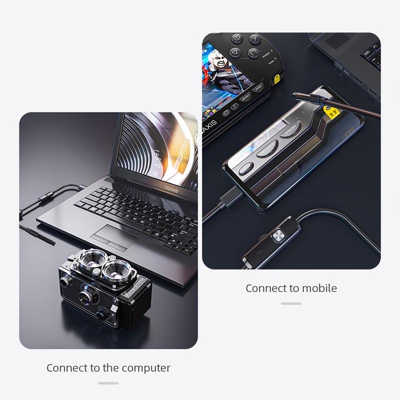 Flexible endoscope camera with built-in light, ideal for automotive and home DIY tasks