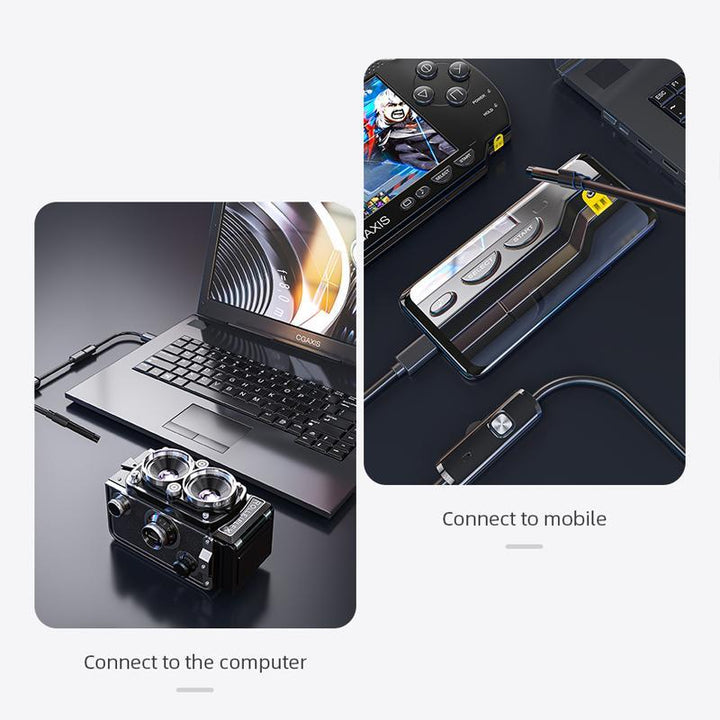 Flexible endoscope camera with built-in light, ideal for automotive and home DIY tasks