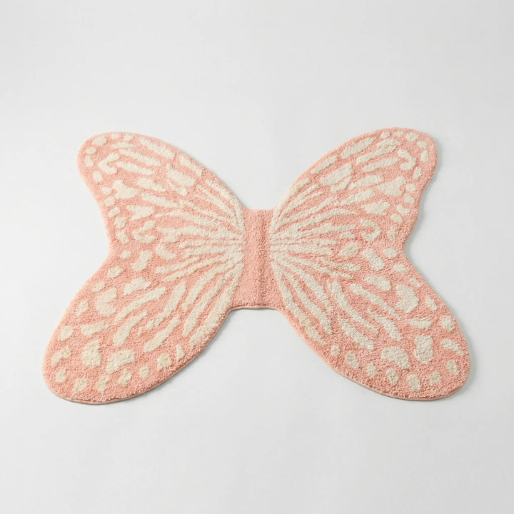 Flowique Whimsical Butterfly Area Rug. Decorative floor decor with wavy design for living room or bedroom.
