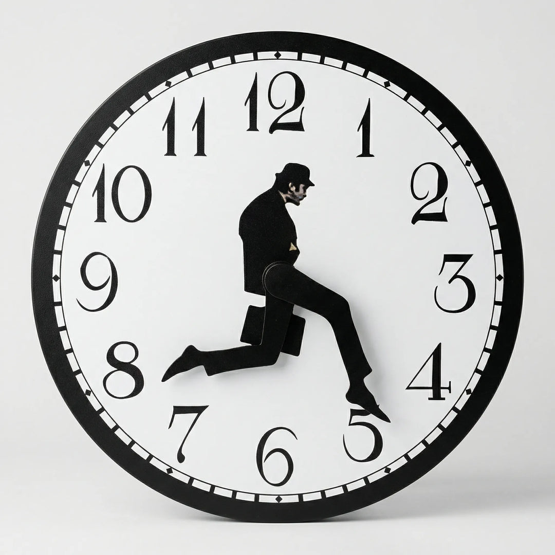 Unique decorative wall clock, a modern home accent with a whimsical and playful design. Enhances any room.
