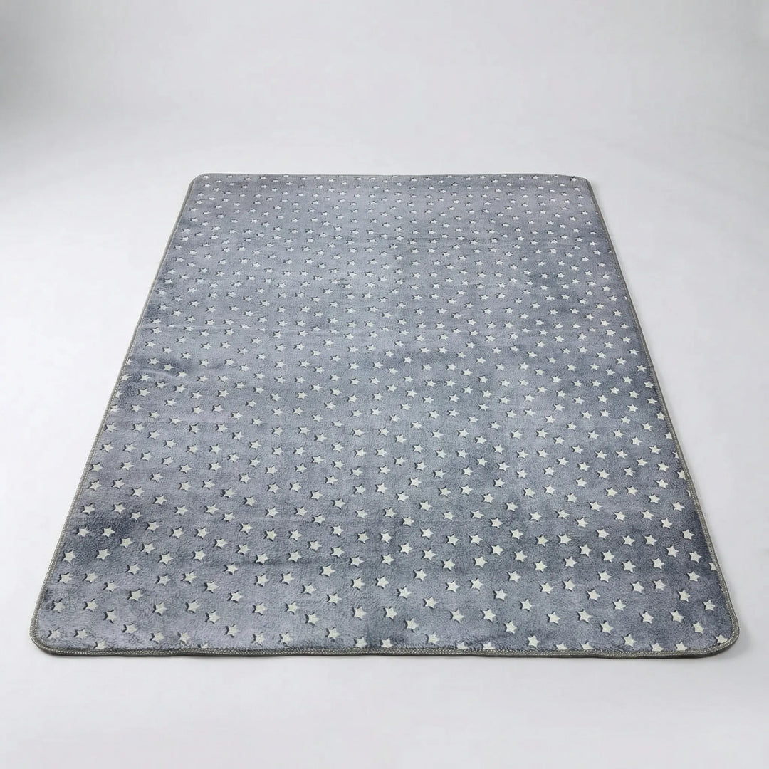 Flowique star pattern area rug with waves, a whimsical pastel rug for modern celestial decor.