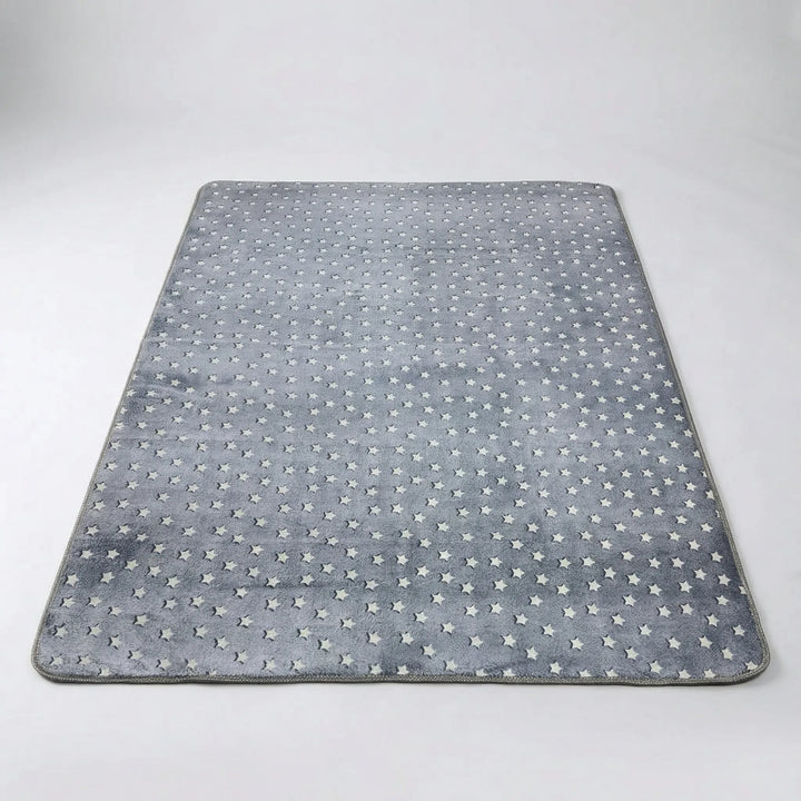 Flowique star pattern area rug with waves, a whimsical pastel rug for modern celestial decor.