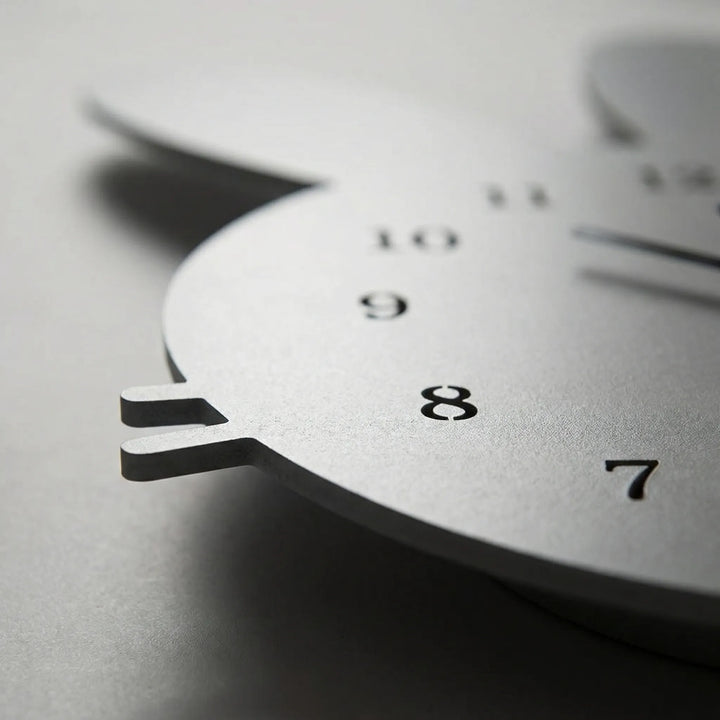 Cute bunny wall clock, silent & decorative. Ideal for a baby's nursery, kids room or playful home accent.