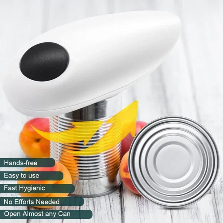 Portable electric automatic can opener, compact design ideal for small kitchens, cooking aid