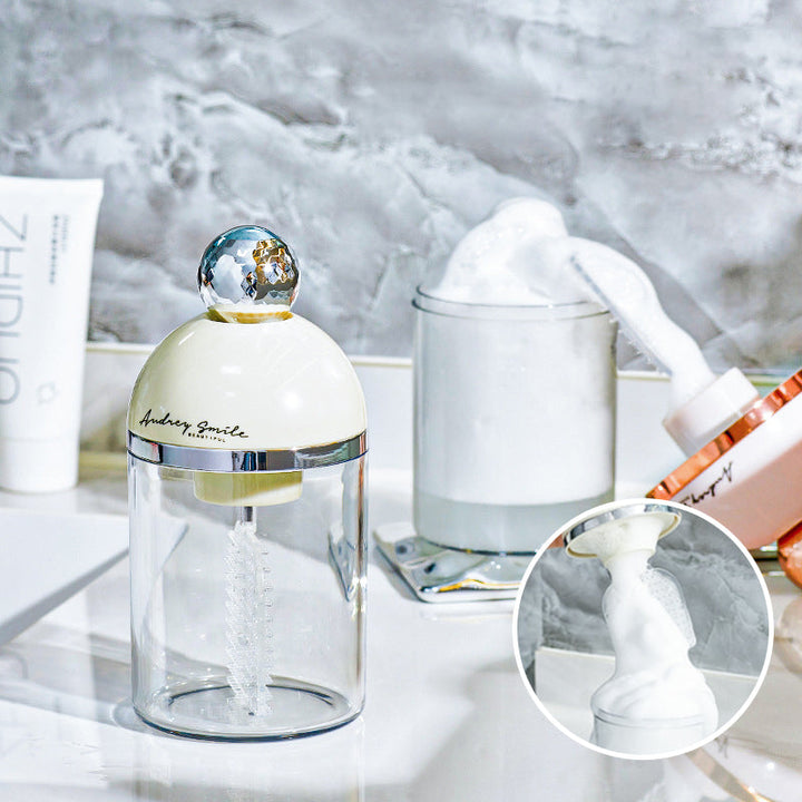 Facial foam maker, an electric beauty tool providing luxurious lather for deep pore cleansing.