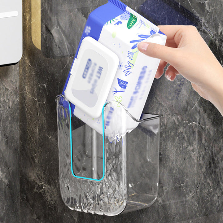 No-drill wipes dispenser box in a modern kitchen setting, enhancing home organization