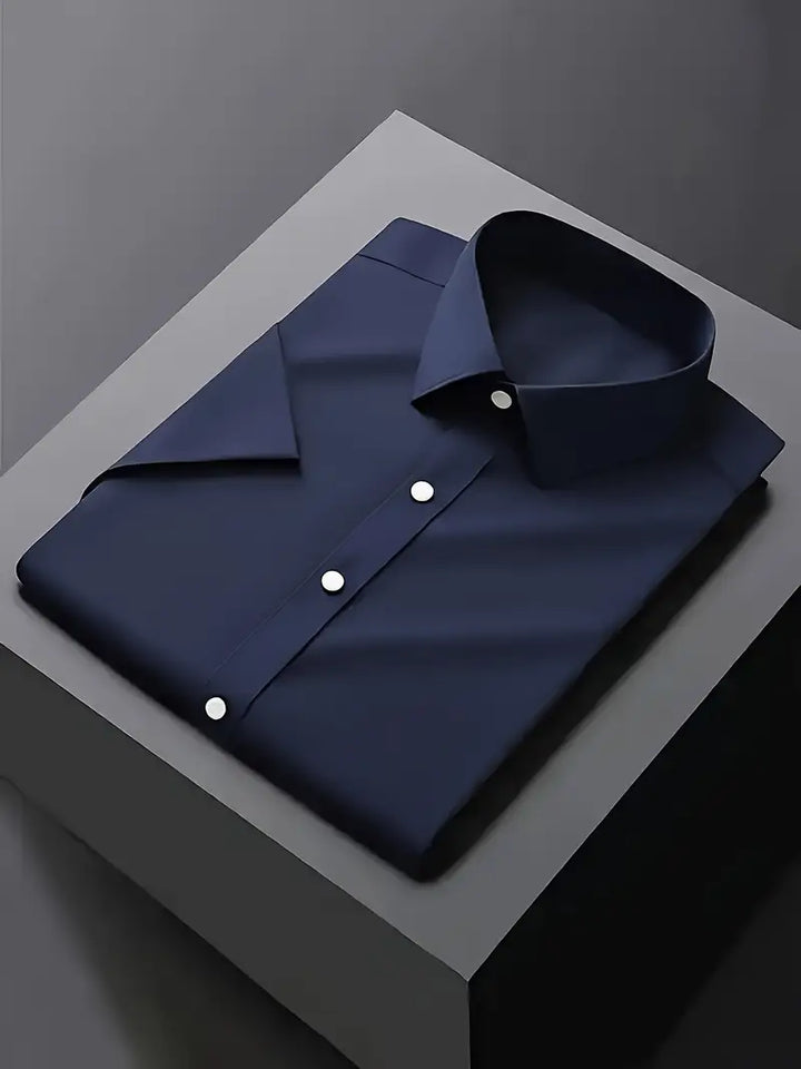 Elegant men's long sleeve dress shirt for formal business meetings and smart casual events.