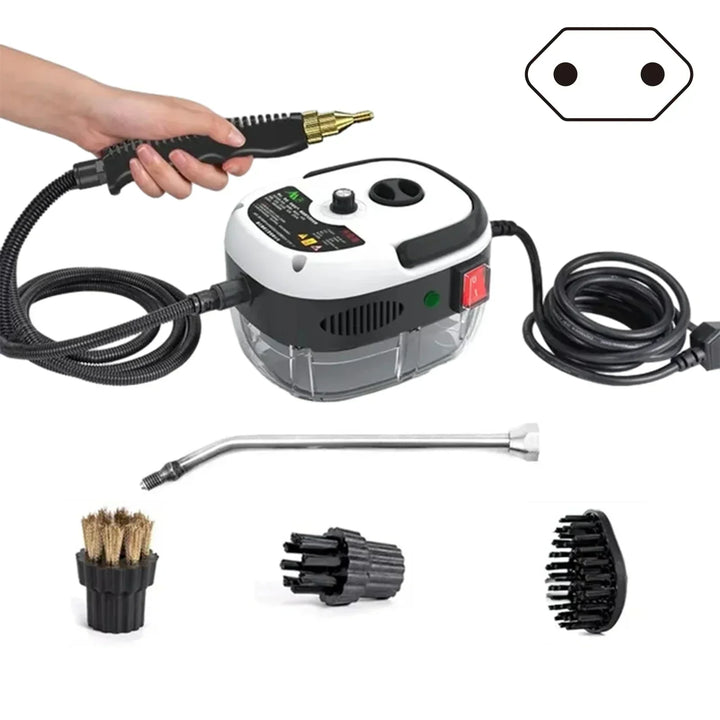 Deep cleaning high-pressure steam cleaner, 2500W. White & red for versatile home use.