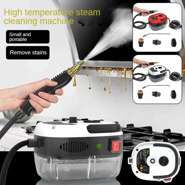 Versatile home cleaning steam cleaner. White & red, 2500W, 6 settings for deep clean.