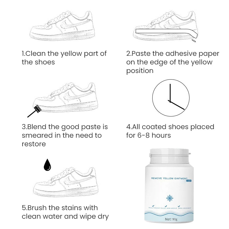 White Shoe Cleansing Gel with applicator brush, essential for footwear whitening and cleaning