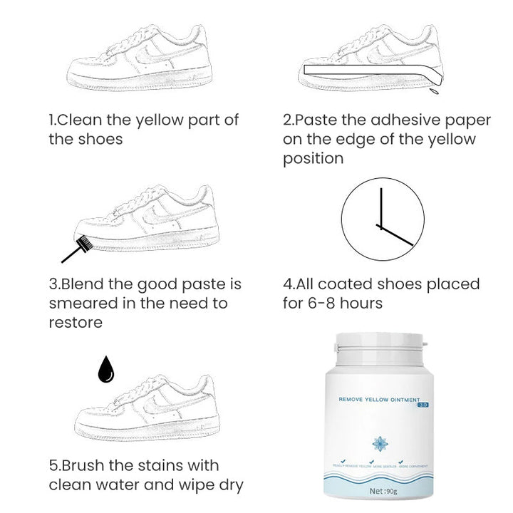 White Shoe Cleansing Gel with applicator brush, essential for footwear whitening and cleaning