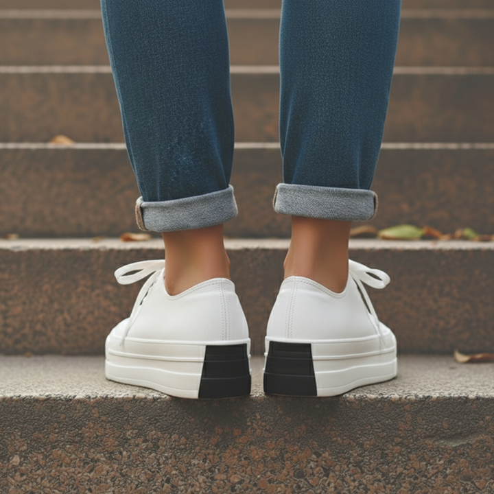 Chic women's lace-up chunky platform sneakers, perfect for everyday trendy wear, enhancing any casual outfit.