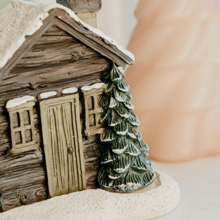 Resin Winter Log Cabin Incense Burner, unique gift for home fragrance & cozy cabin decor