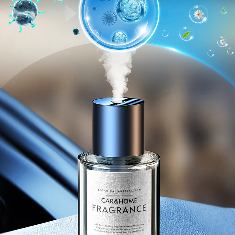 Close-up of 160ml wireless car aroma diffuser, highlighting mist output and control buttons