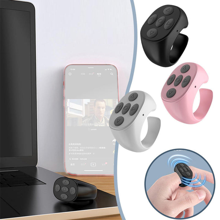 Bluetooth smartphone accessory, small remote for scrolling, taking photos, and controlling videos wirelessly.