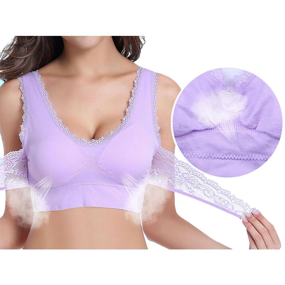 Seamless unpadded wireless bra with front cross lace, perfect for women's lingerie