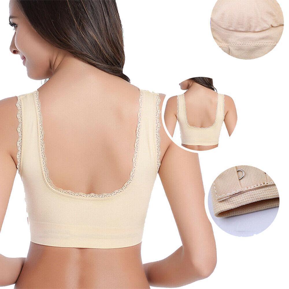 Lace unpadded wireless bra for women, front cross design provides gentle lift