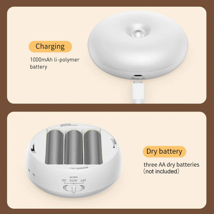 Rechargeable wireless LED night light, motion detection, easy-to-charge, versatile home lighting