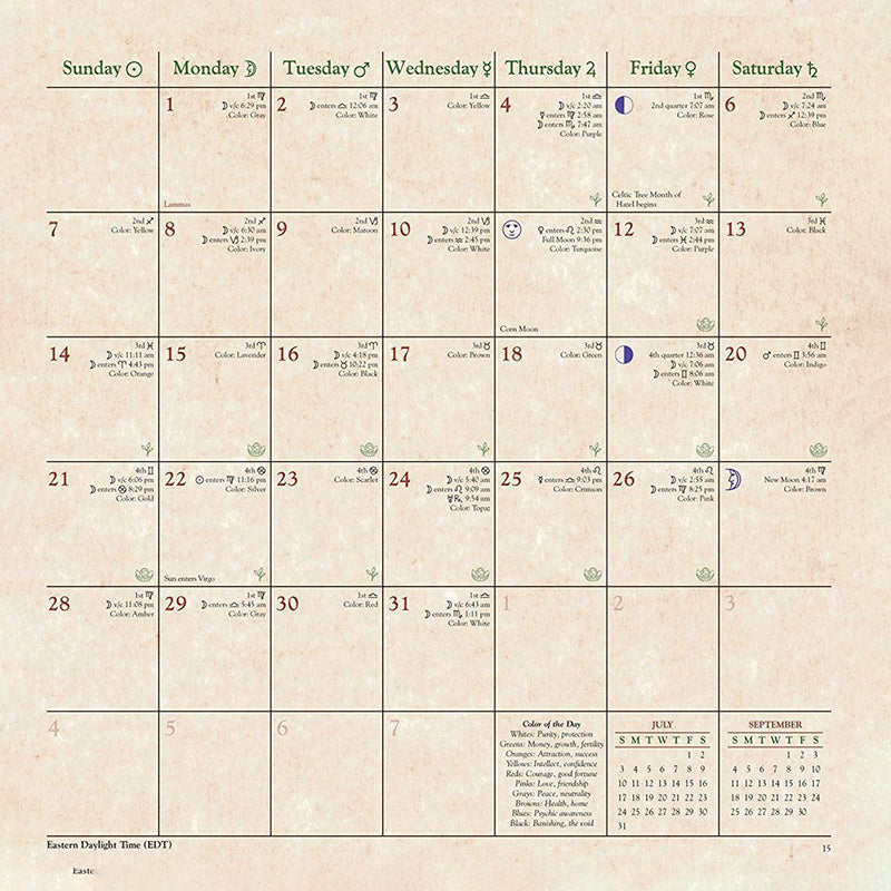 Detailed view of the 2023 Witchy Wisdom Wall Calendar, showcasing monthly mystical themes.