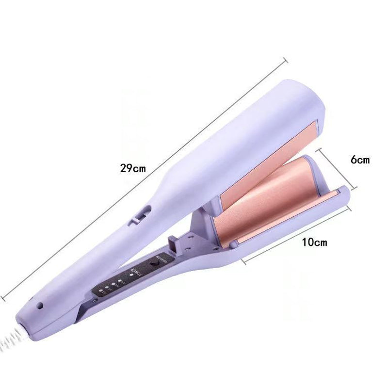 Model showcasing voluminous, French egg waves achieved with the featured hair curler, a must-have styling tool