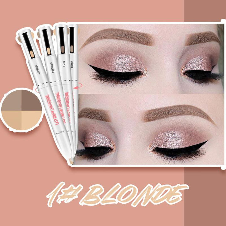 Woman applying the long-lasting eyebrow contour and highlight pen to her brows